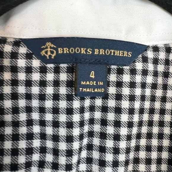 Brooks Brothers button down shirt womens 4 Gingham Black White Contrast Collar - Picture 4 of 8